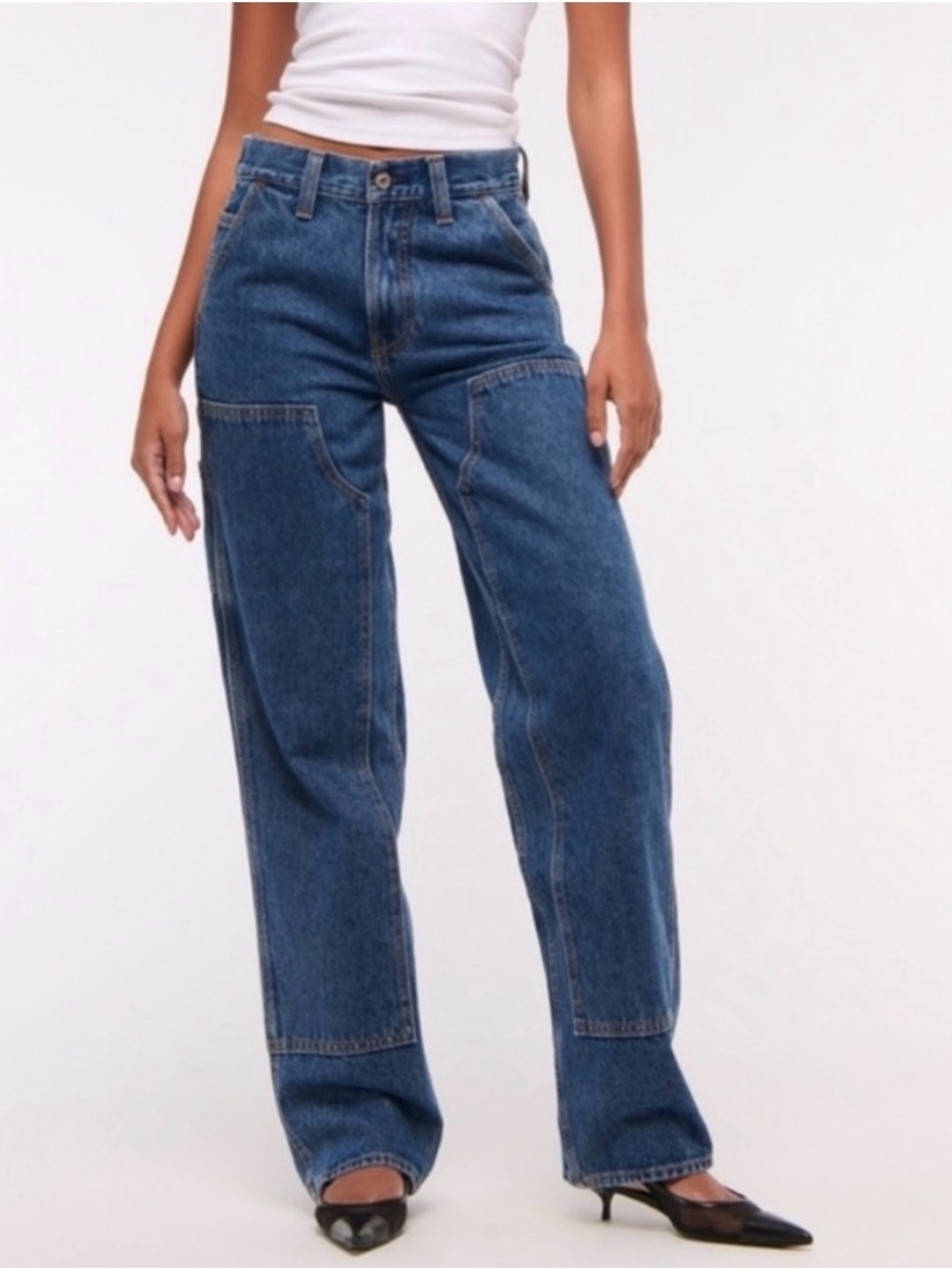 Abercrombie & Fitch Women’s Mid Rise Slouchy Carpenter Jeans
